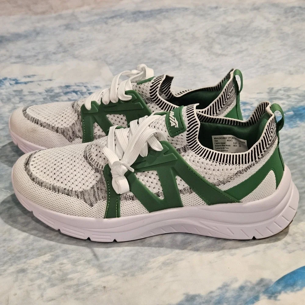 Avia Mens Size 10‎ White Green Athletic Running Sneakers Lace Up Shoes